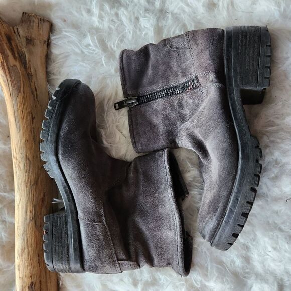 Khrio nubuck lug bottom ankle boots gray brown - Picture 4 of 14